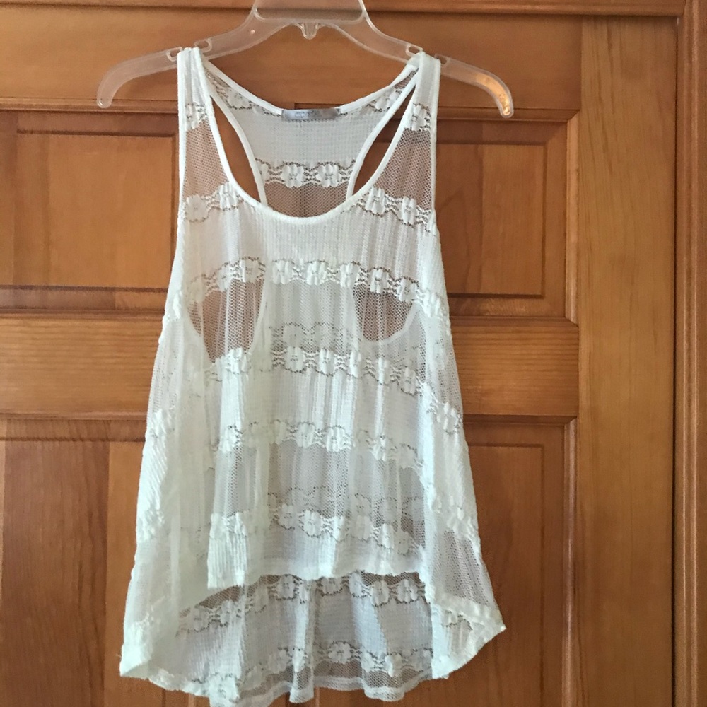 CRYSTAL K Creme Lace Tank Top